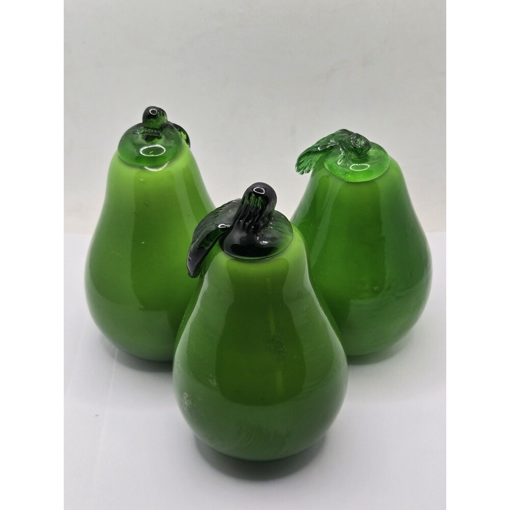 Murano style Art Glass - Blown Glass Decorative Green Pear Fruit